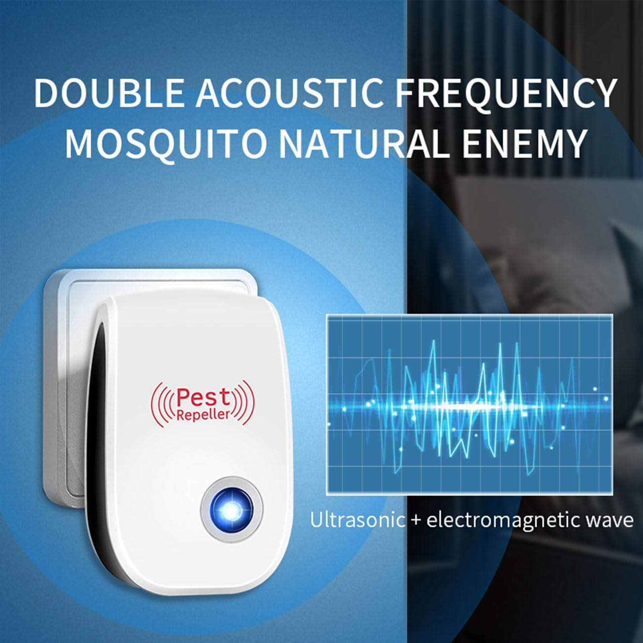 Repelente Ultrasónico de Plagas 4 Paquetes Electrónico Anti Mosquitos para Interiores