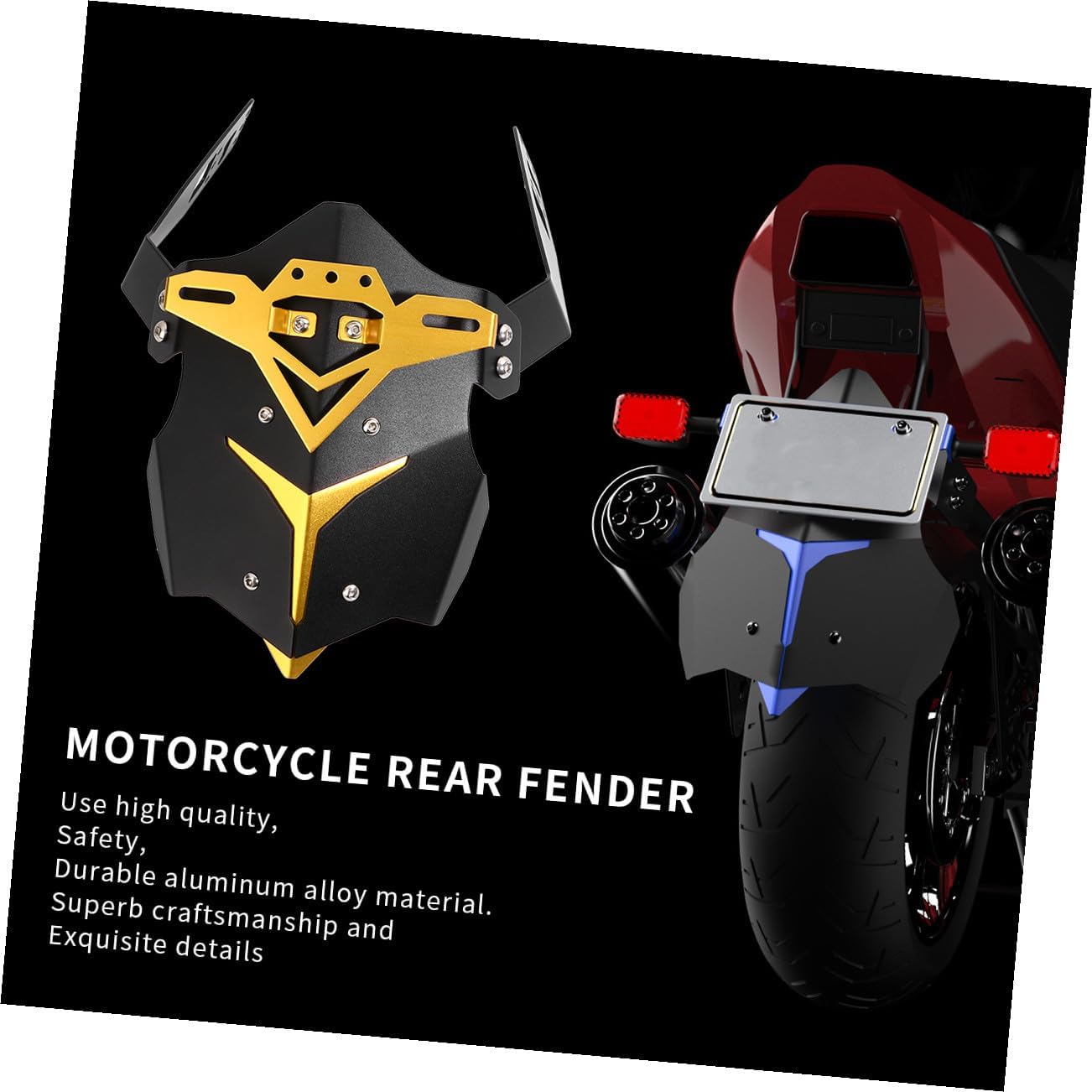 Didiseaon Aluminum Alloy Rear Mudguard for Motorcycle Off-Road Dirt Bike Rear Fender in Gold Mud Guard for Outdoor Riding