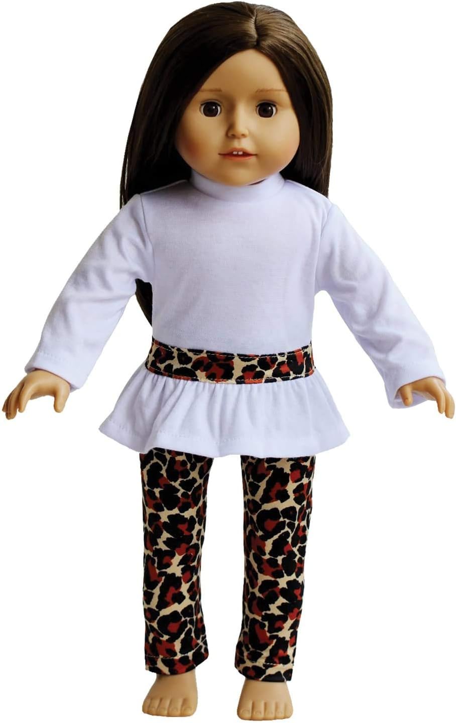 The New York Doll CollectionWhite Top and Animal Printed Leggings Tights - For 18 inch/46cm Fashion Dolls – Dolls Clothes Accessories