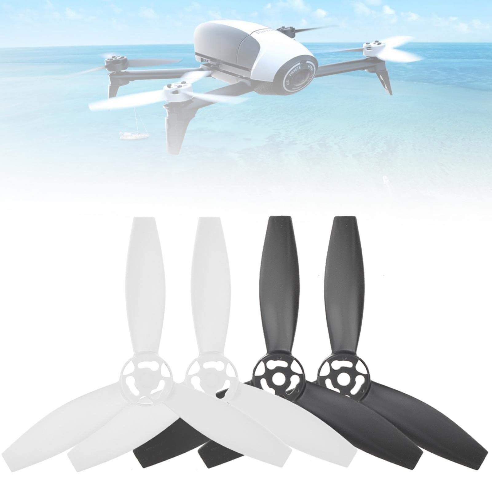 per droni, 4 eliche di ricambio RC per Bebop 2 (2 nere, 2 bianco)