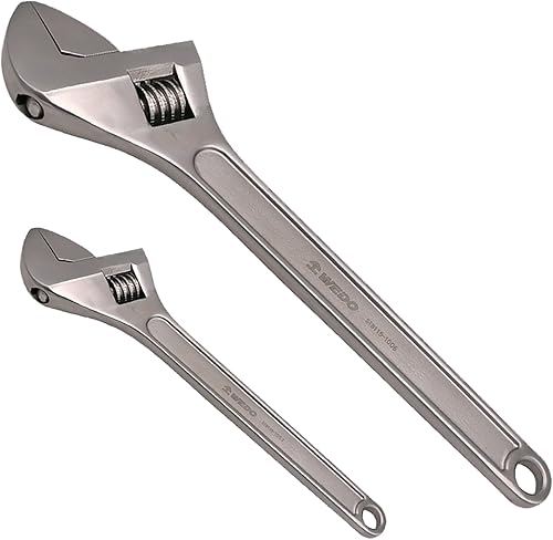 Miniatura 13 de WEDO Juego de 5 llaves ajustables de acero inoxidable, llaves ajustables, mandíbulas fresadas de precisión para máxima potencia de agarre