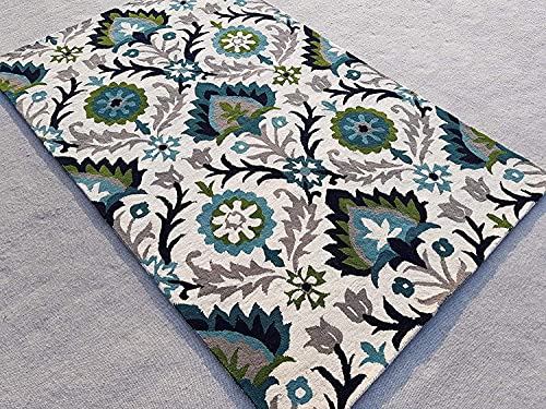 Image of Mordern Design Handmade Tufted Carpet Pure Woollen Export Quality Carpet for Living Room, Bedroom Hall [ Size 8 x 8 Round, Color Multi B6 ]