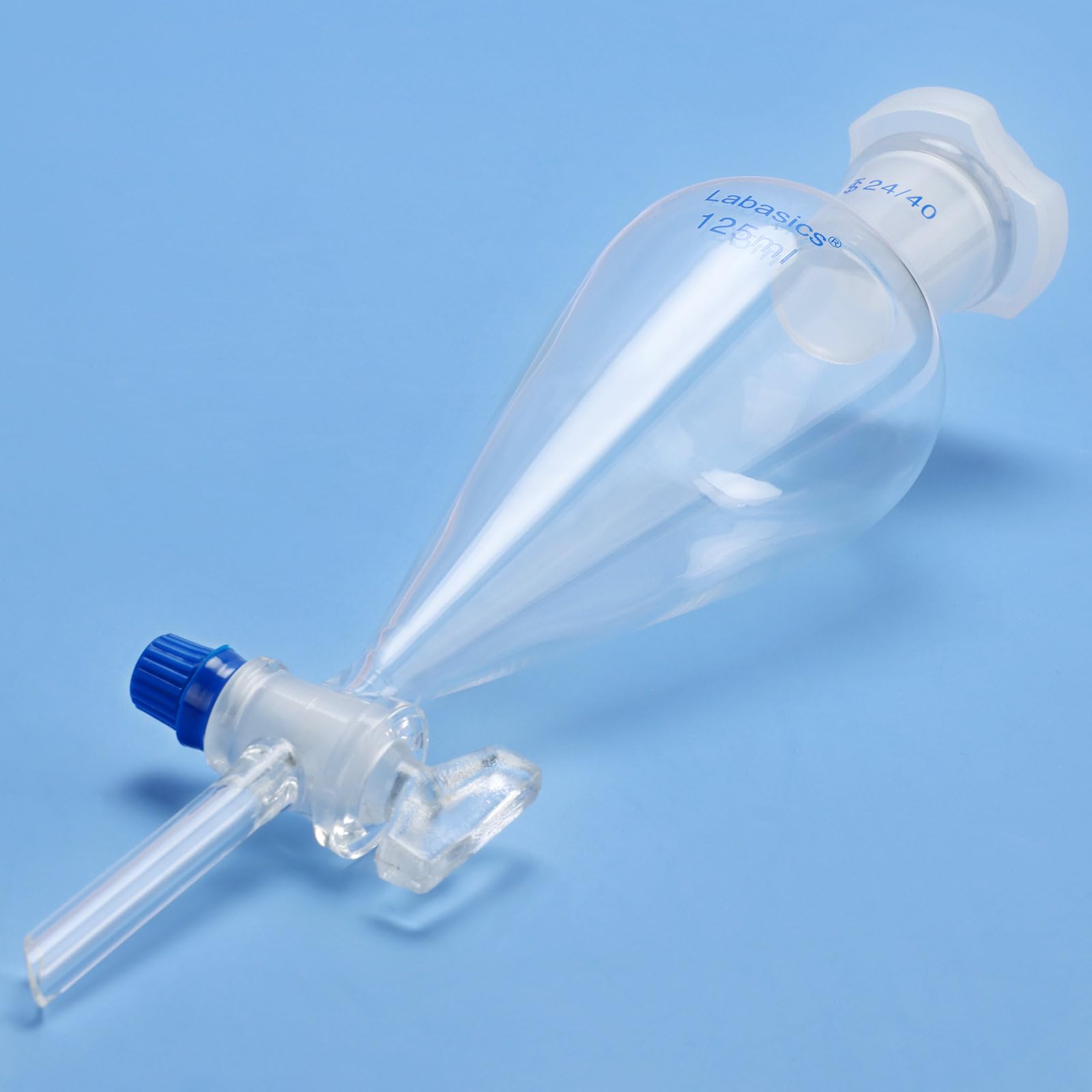 Labasics Entonnoir de Séparation Conique en Verre Borosilicaté 125 ml avec Robinet en Verre, Idéal pour la Séparation des Liquides en Laboratoire