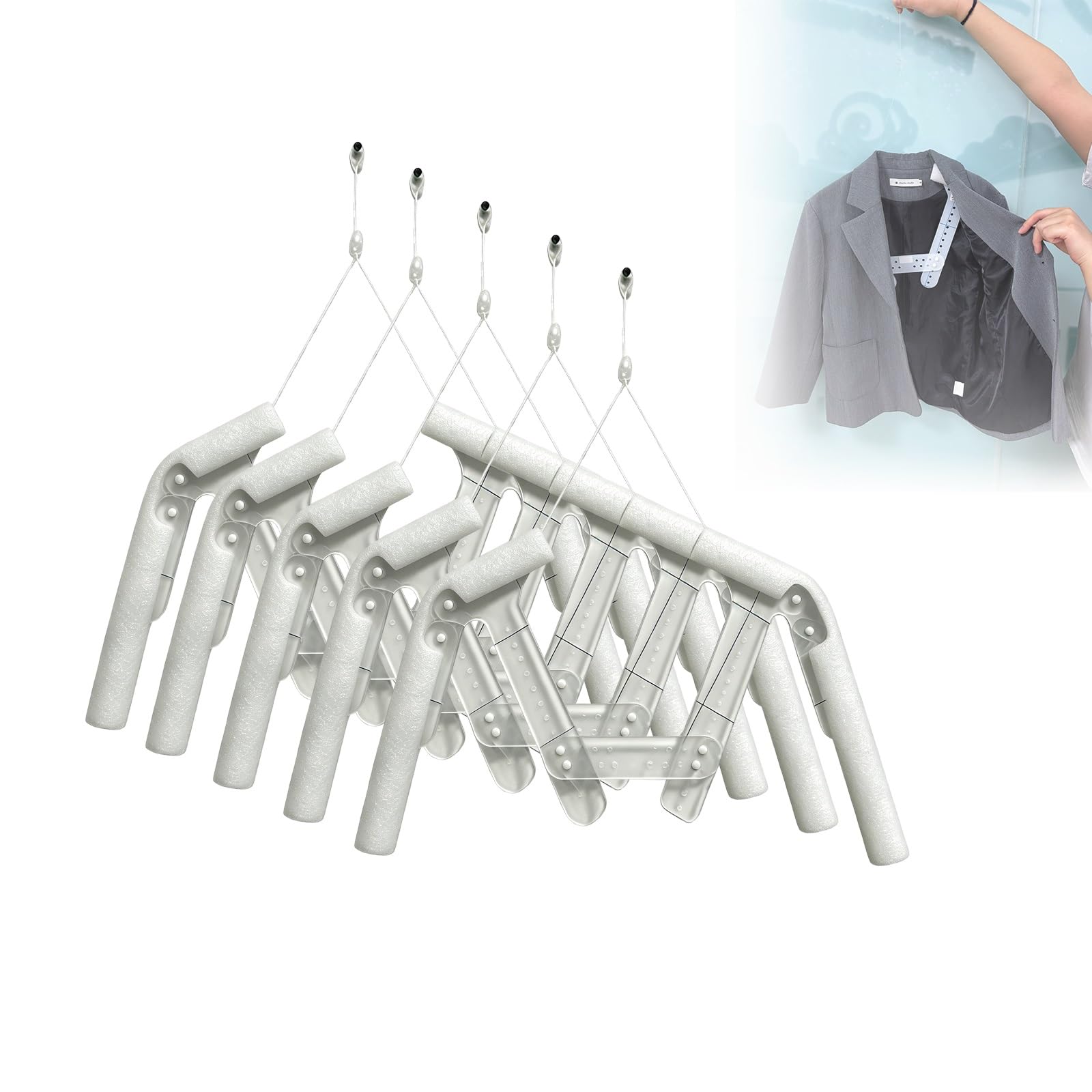 Invisible Hang Acrylic Dress Form, Adjustable Mannequin Form Invisible Hanger, Portable Clothes Garment Rackfor Display for Retail Boutique Photography Shows(5pcs)