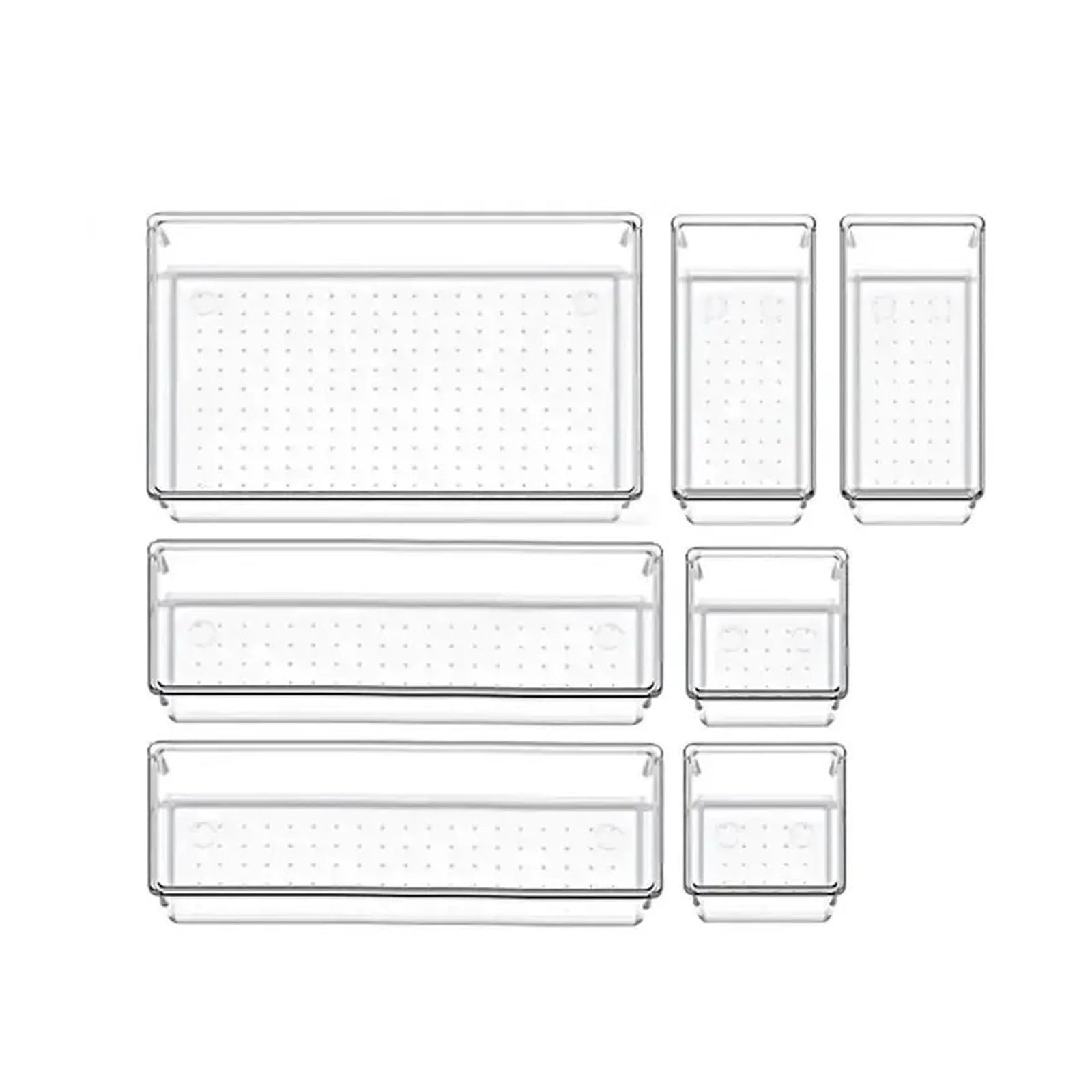 Organizer Cassetti 7/14 Pcs Drawer Organizers Set Clear Plastic Desk Dividers Bins Bedroom Dresser Office Storage Box for Makeup Jewelries Gadgets(7PCs)