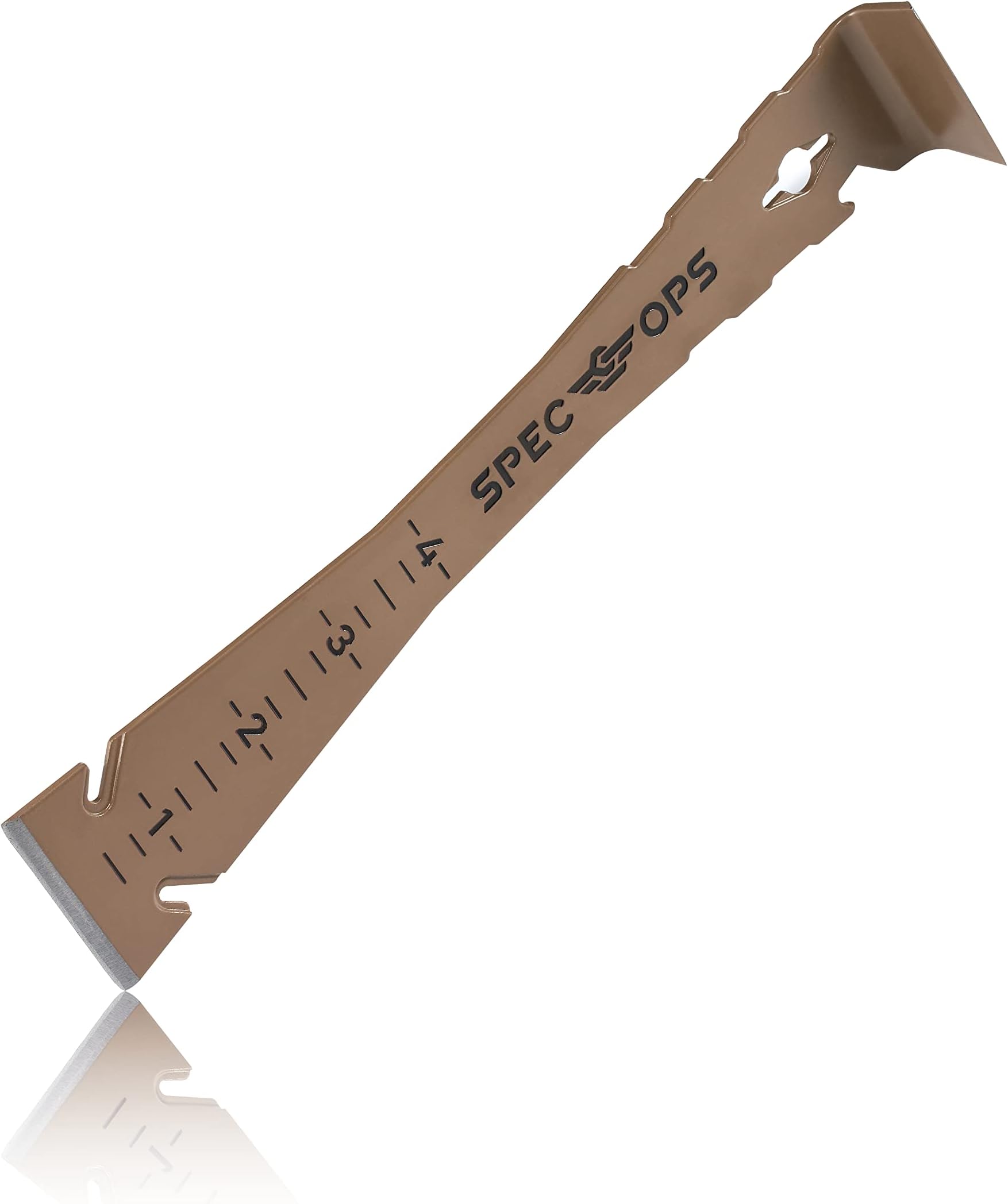 Spec Ops Tools 9.5" Trim Bar, Pry Bar, High Carbon Spring Steel, Built in Ruler and Pry Bar, Beveled Edges, Nail Puller, 3% Donated to Veterans