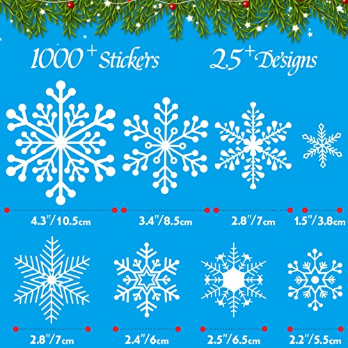 1000+ Double-Sided Christmas Window Clings, 25+ Designs Snowflake Static Stickers Window Decoration Xmas Ornaments Reusable Frozen Party Supplies New Year Decals For Winter Holiday #TOP1