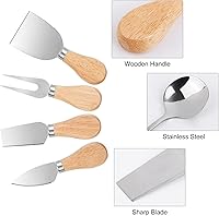 Vista 3 de Juego de 22 cuchillos esparcidores de mantequilla de queso, accesorios para tablero de charcutería, cuchillo de queso con mango de madera, cucharas