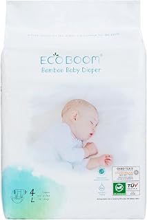 ECO BOOM Diapers, Baby Bamboo Viscose Diapers, Eco-Friendly Natural Soft Disposable Nappies for Infant, Size 4 Suitable for 20 to 31lb (Large - 70 Count)