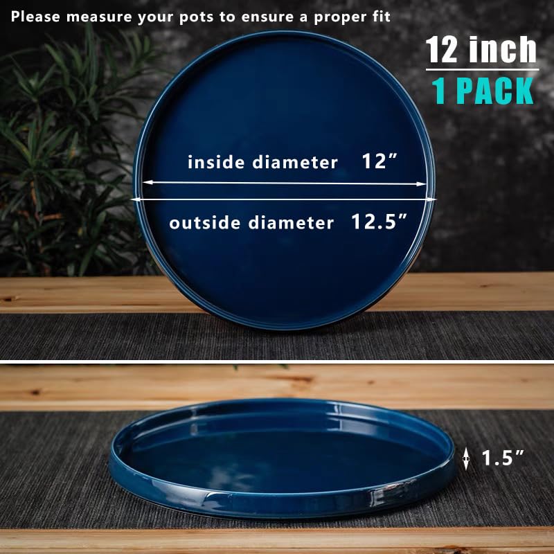 Soucoupe en céramique bleue 30,5 cm d'artisanat d'art durable
