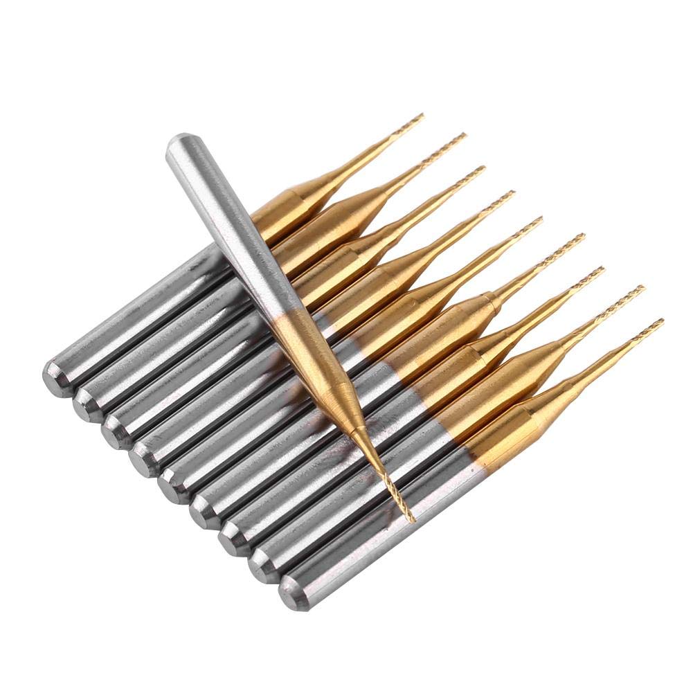 10pcs Fraise En Carbure De Tungstène Fine Titane Revêtement Gravure Bavures Rotatives Pour Machines De Sculpture Et Déburrage 3.175mmx0.6mm