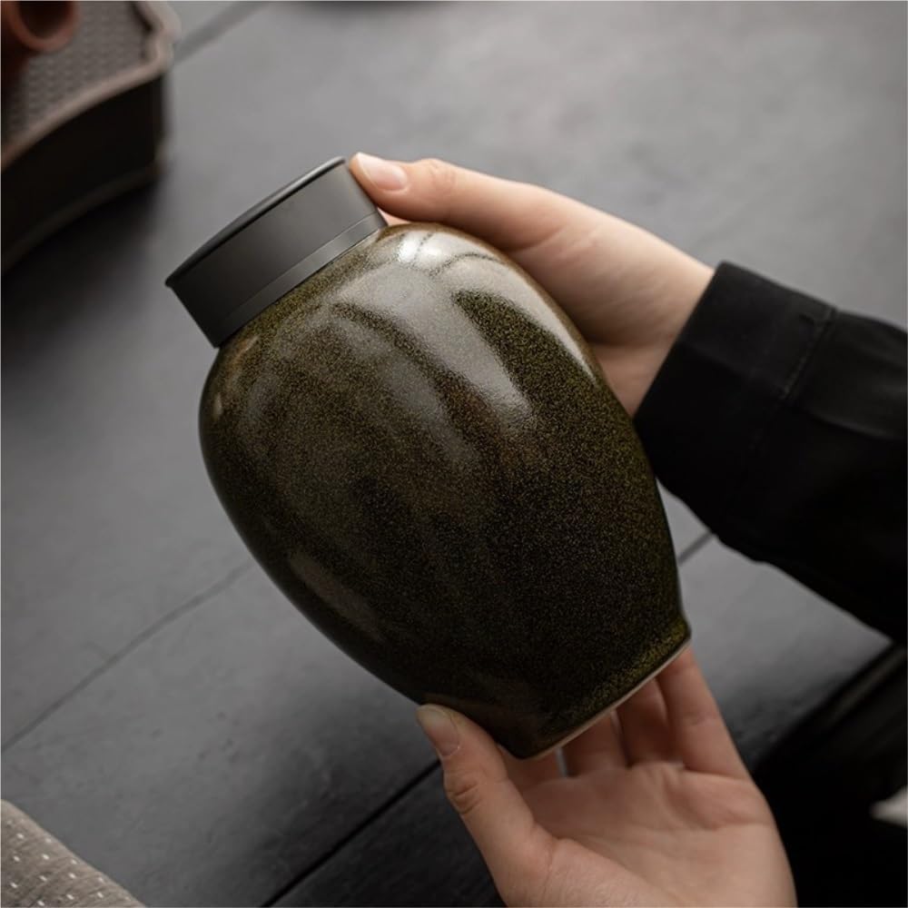 SONGCHAO Sugar Jar Ceramic Loose Tea Storage Container Jar Sealed with Spoon Set Single Gift Box Tea Canister
