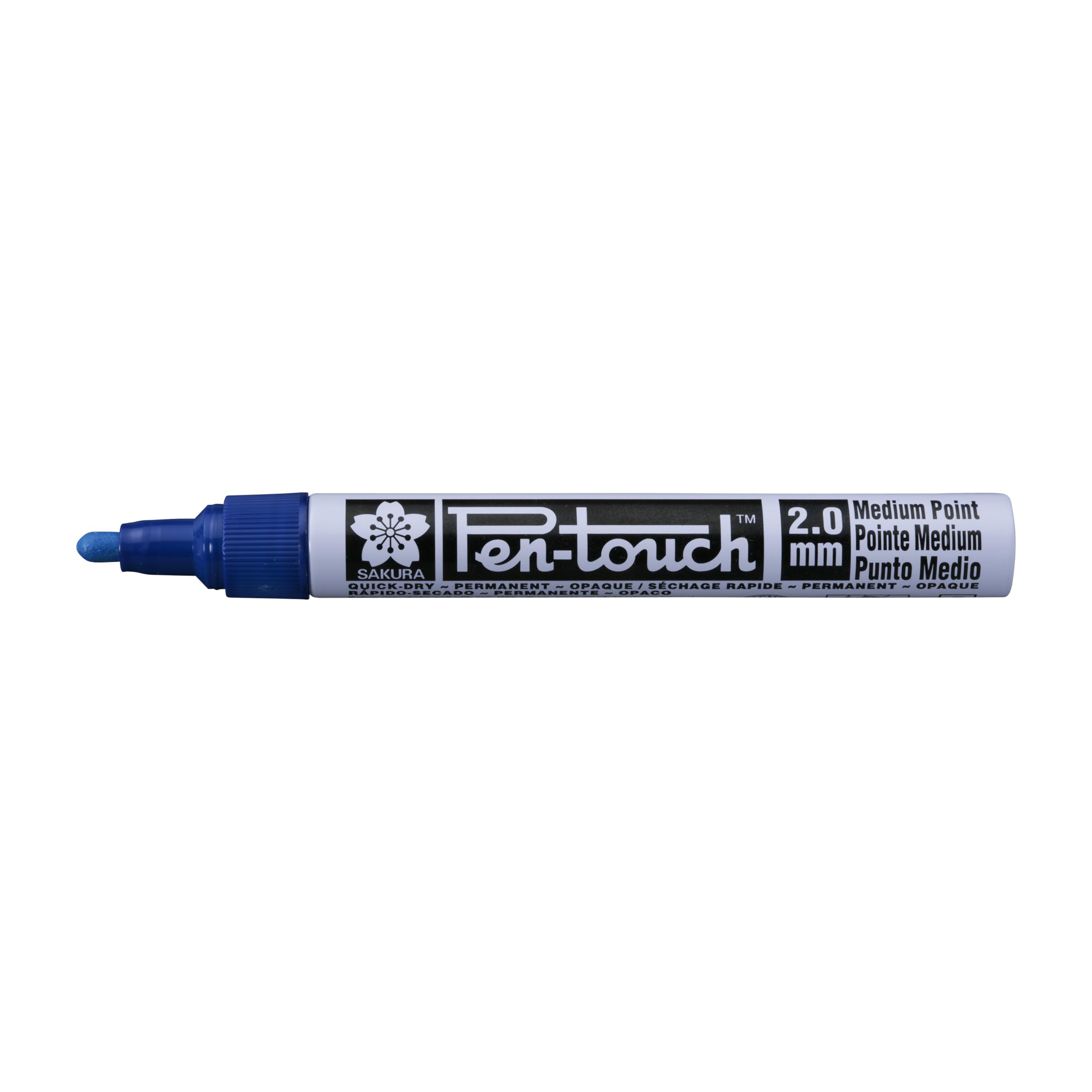 SAKURA Pen-Touch Medium Blue Marker - 2 mm Fibre Nib - Writes on Glass, Wood, Metal, Plastic - Industrial Use - Permanent & Versatile โ image 1