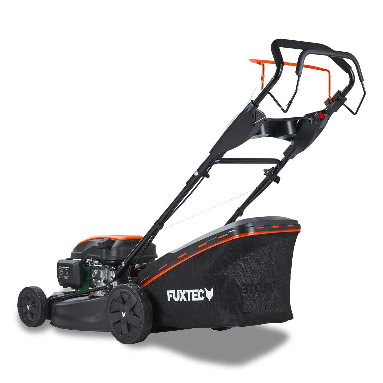 FUXTEC Tagliaerba a scoppio semovente RM5170eS 4in1-4 CV,Tosaerba a benzina 4 tempi trazionato avviamento elettrico,Larghezza di taglio 51cm - cesto raccoglierba 60L,mulching scarico laterale