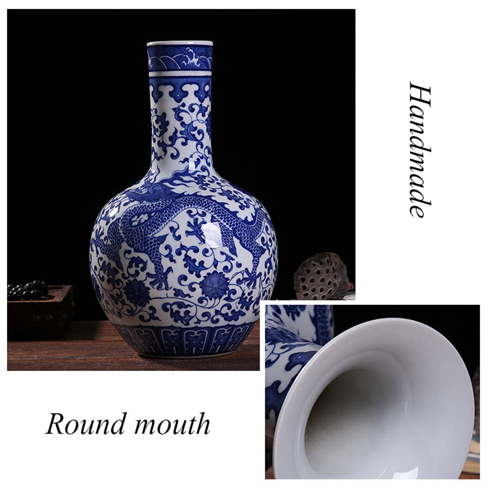 Chiński wazon ceramiczny, niebiesko-biała porcelana, ręcznie wykonany, dekoracyjny, do salonu, biura lub jako dekoracja stołu (10#)