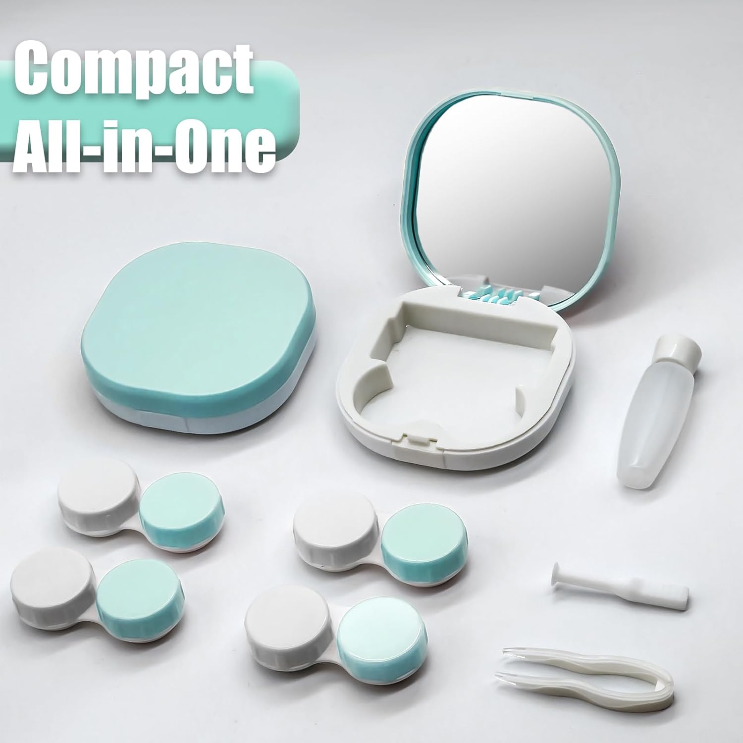 Condition photo showing New/Like New for Contact Lens Case, Portable Contact Case with Contact Lens Applicator Tool and 3pcs Extra Solution Soaking Cases for Daily Vision Care and Outdoor Use, Travel Size (Mint Green) Mint Breeze