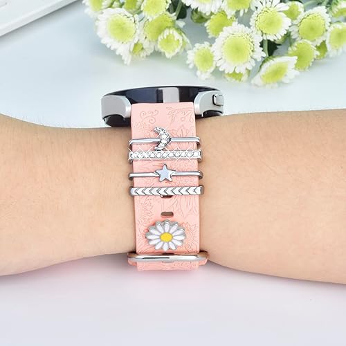 Miniatura 7 de Paquete de 3 correas con 4 dijes compatibles con Samsung Galaxy Watch 5, Galaxy Watch 4, YOPICKERN dijes decorativos con correa de silicona de