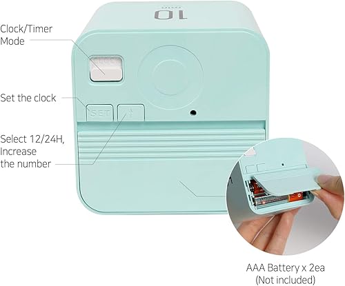 Miniatura 6 de mooas Reloj con temporizador de varios cubos (menta) giratorio con sensor de gravedad, gestión del tiempo, reloj LED digital y temporizador de 1, 3,