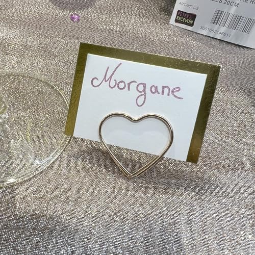 P&D Place Card Holders Heart Rose Gold Wedding Table Decoration Card Holders Hearts Pink Name Card Holder Table Decoration Rose Gold Antique Pink Shiny Pack of 10 - Image 4