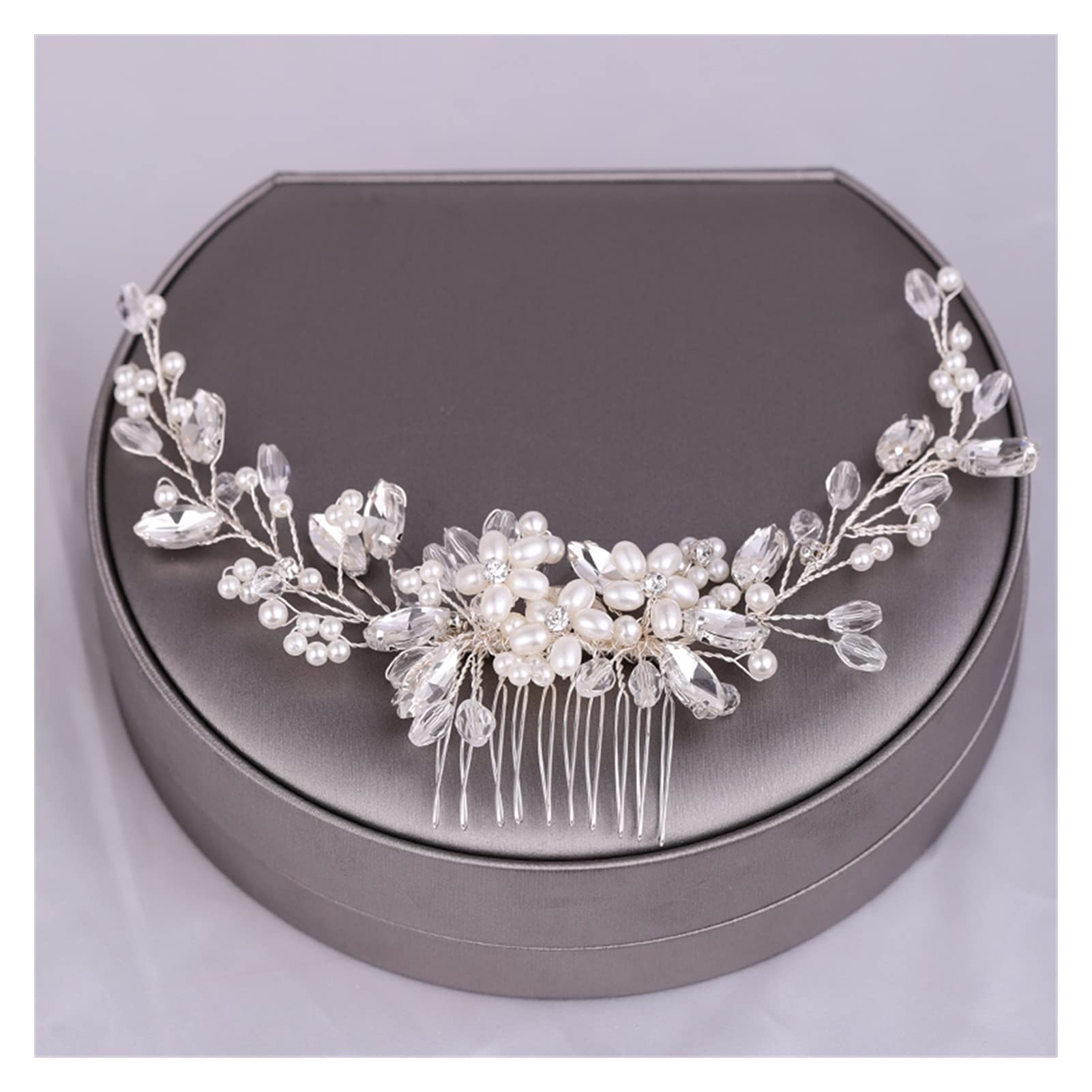 Color Plateado Cristal Cabello de Novia Circinente Accesorios for el Cabello de la Boda (Metal Color : Silver)