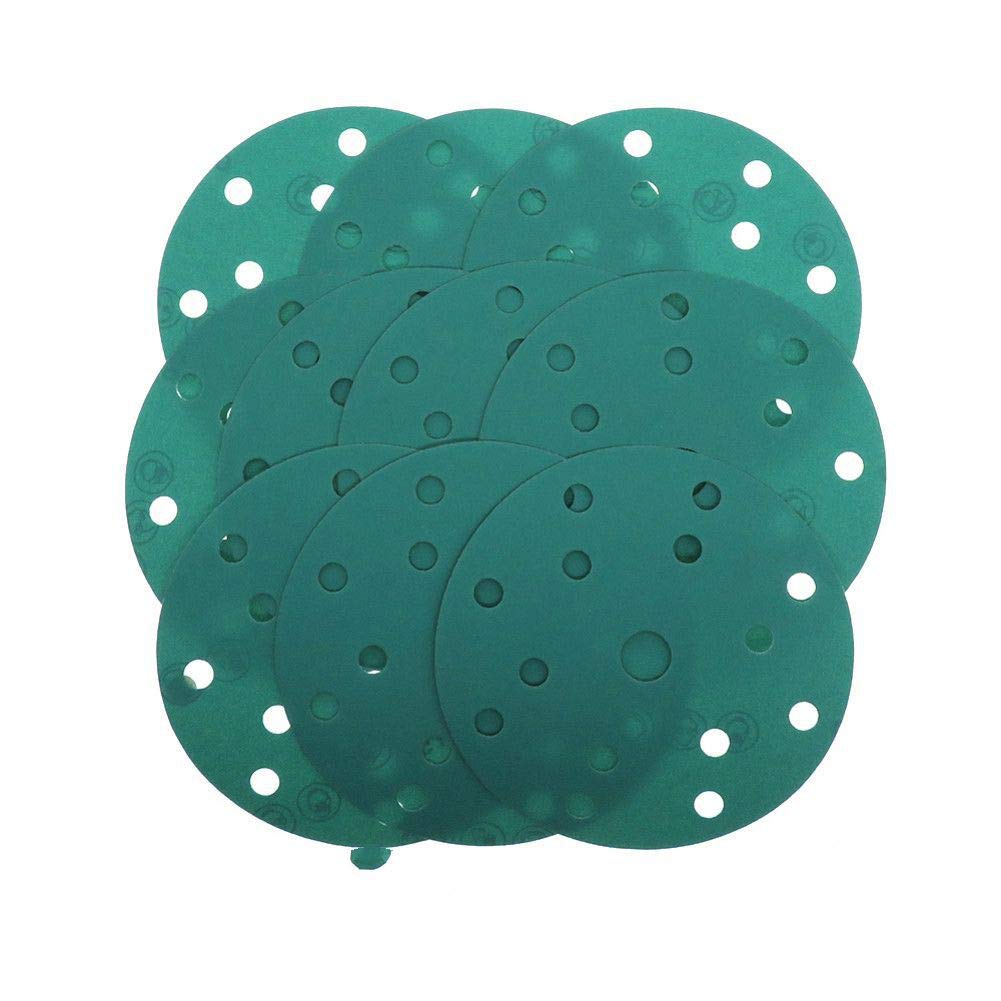 Disque de ponçage vert 6 pouces 15 trous en film PET pour ponceuse orbitale 10pcs