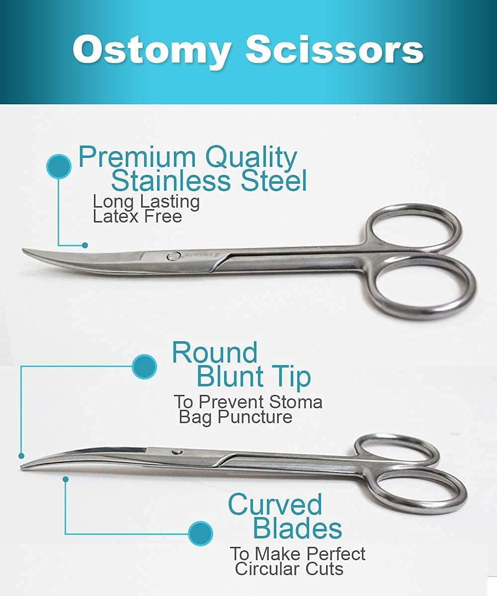Premium Ostomy Scissors | Ostomy Scissors for Cutting Stoma Bags | Round Blunt Tip