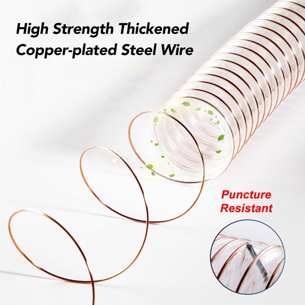 PU Polyurethane Pipe Flexible Ducting Hose 1M Inner Diameter 45MM Air Duct Transparent Telescopic Tube for Abrasive Solids,Thickness 1.2mm