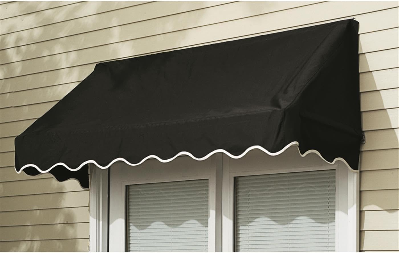 8' Window Door Awning Sun Shade Canopy Outdoor Patio Cover Black
