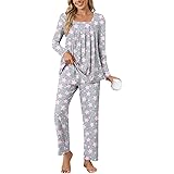Anyally Women's Pajama Sets, 2 Piece Plus Size Fall Long Sleeve Pjs Sets Winter Ladies Loungewear with Pockets