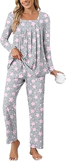 Anyally Women's Pajama Sets, 2 Piece Plus Size Fall Long Sleeve Pjs Sets Winter Ladies Loungewear with Pockets