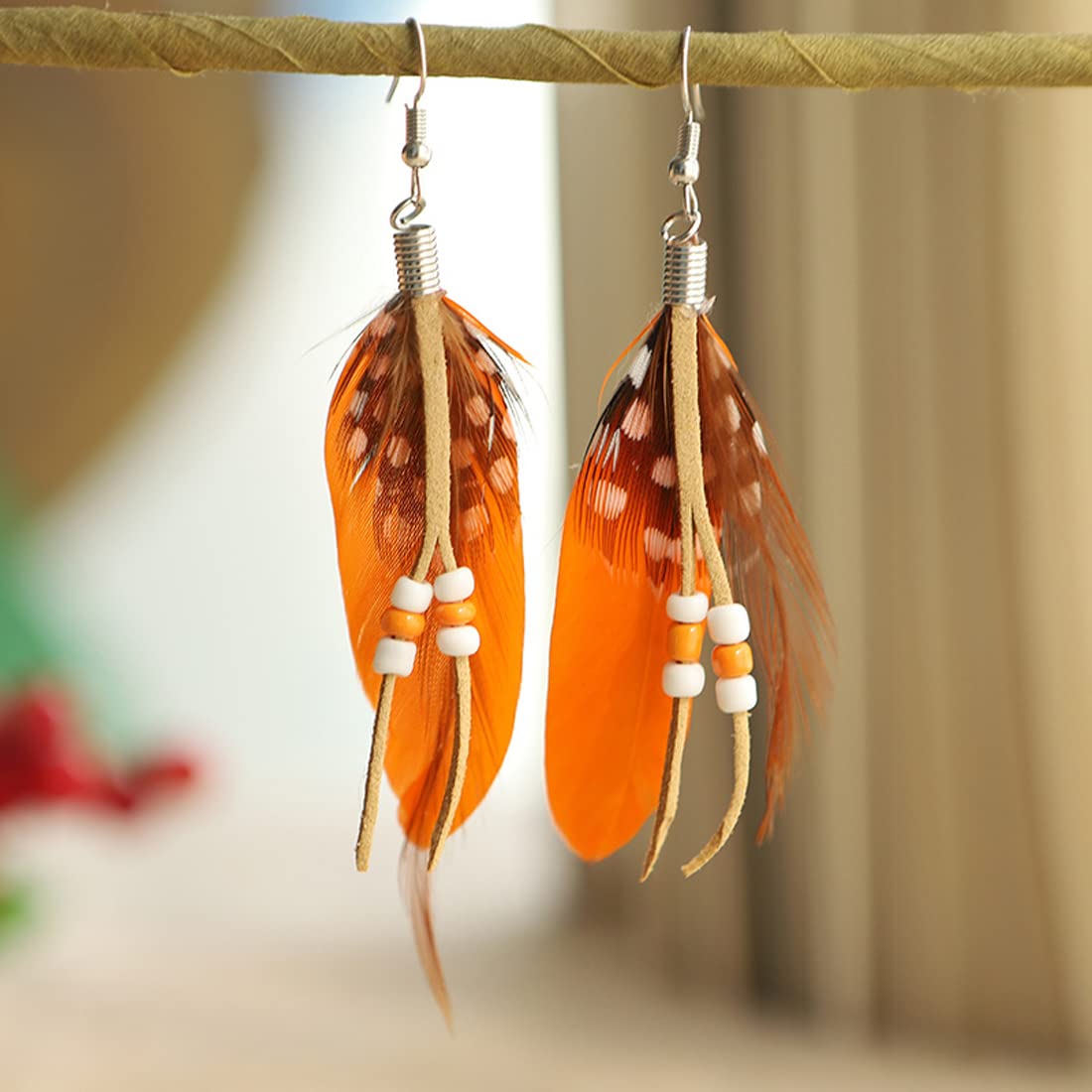 Boucles D'oreille Plume Fantaisie - Bijoux Mode Femme - Neuf Avec étiquettes