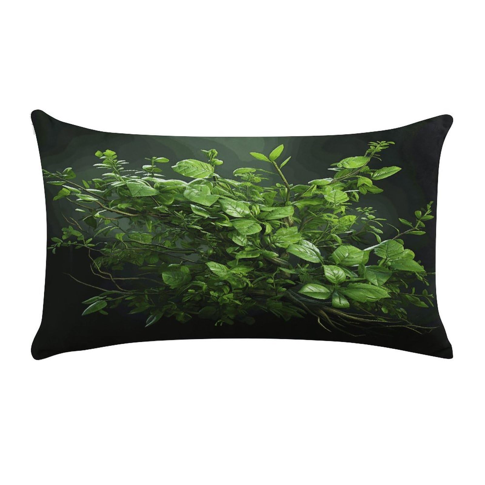 Green Leaves Pillow Cover Super Soft Pillowcase Luxury Cozy Fuzzy Velvet Pillow Shams Breathable Standard Pillow Cases with Zipper Wrinkle-Free Pillow Cover 12 "×20 "