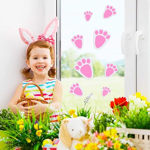 Miniatura 7 de TUPARKA 6 hojas de 36 piezas de patas de conejo de Pascua, calcomanías para decoración de juegos de Pascua, fiesta de Pascua, tamaño mixto