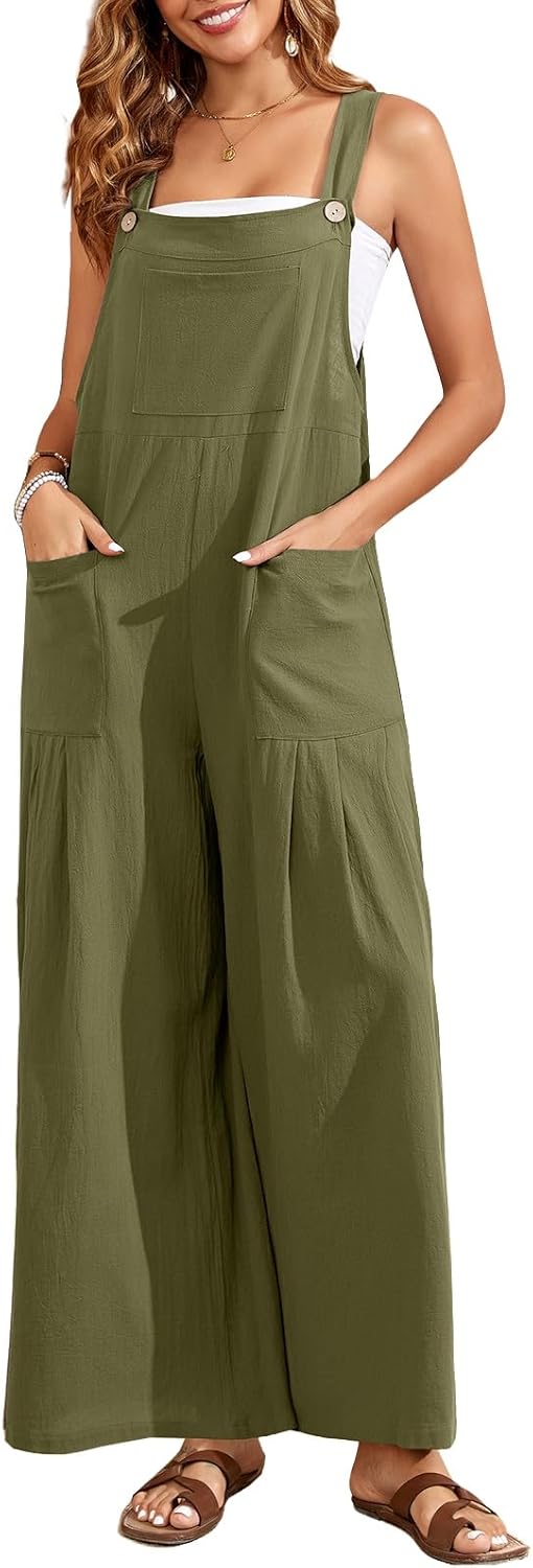HOTIAN Womens Overalls Jumpsuits Wide Leg Causal Sleeveless Loose Rompers Jumpers - Image 3