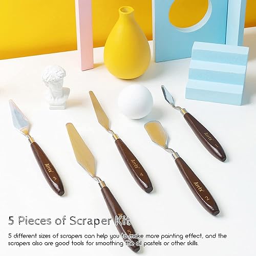 Miniatura 4 de 5 + 2 cuchillos de pintura de acero inoxidable, espátula, paleta, cuchillo, accesorios de pintura al óleo, juego de mezcla de colores para óleo,