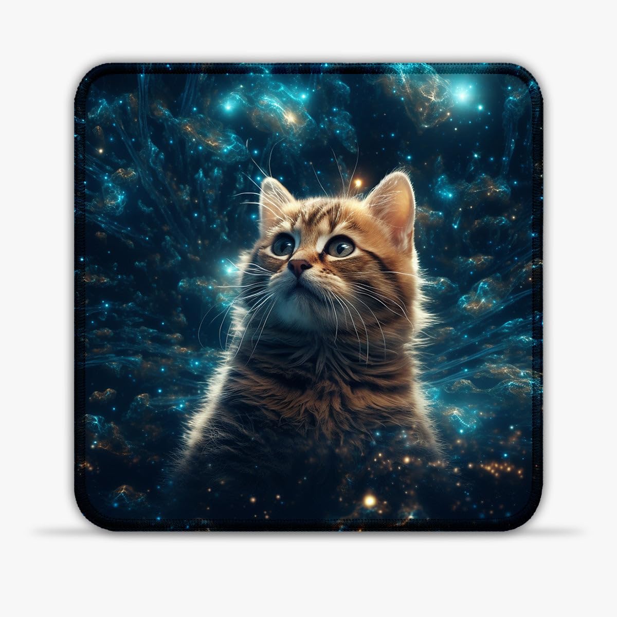 LJSPTU Alfombrilla de ratón para videojuegos, diseño de galaxias, gatos (11,8 pulgadas), de tela SU, de alta densidad, con base de goma y base de goma para un control preciso en todos los escritorios