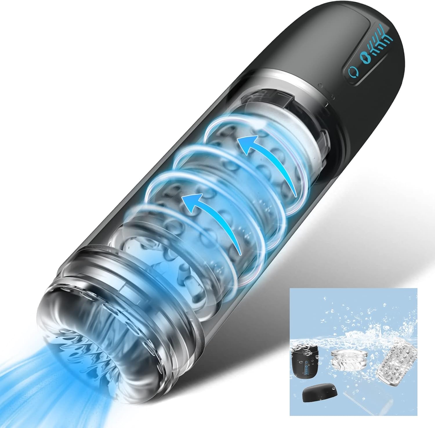 2 in 1 Automatic Detachable & Fully Waterproof Male Masturbators Penis Pump Enlargers, Acvioo Blowjob Machine with 7 Rotation & Suction Modes, Pocket Pussy Adult Sex Toys for Men