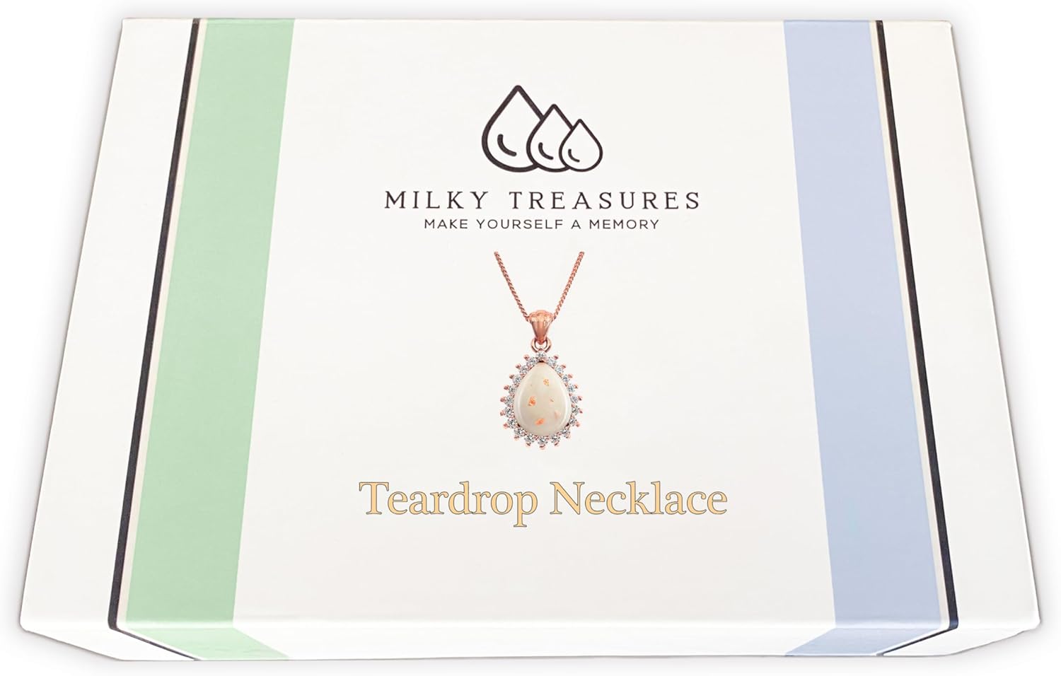 Milky Treasures Teardrop Necklace DIY Breastmilk Jewelry Making Kit | Rose Gold Plated 925 Sterling Silver Pendant | Breastfeeding Keepsake | New Mom Gifts | Baby Shower | Lactation (Full Kit)
