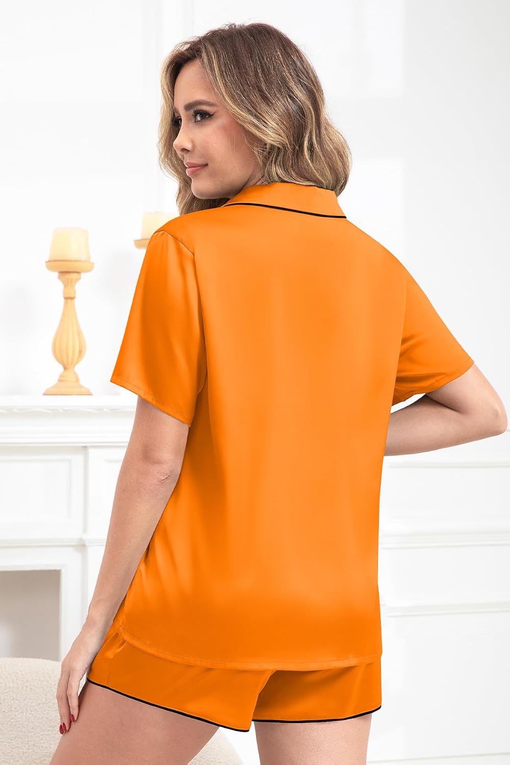 Women's Pajamas Set Sleepwear with Short Sleeve Top & Elastic Waist Shorts - Image 3