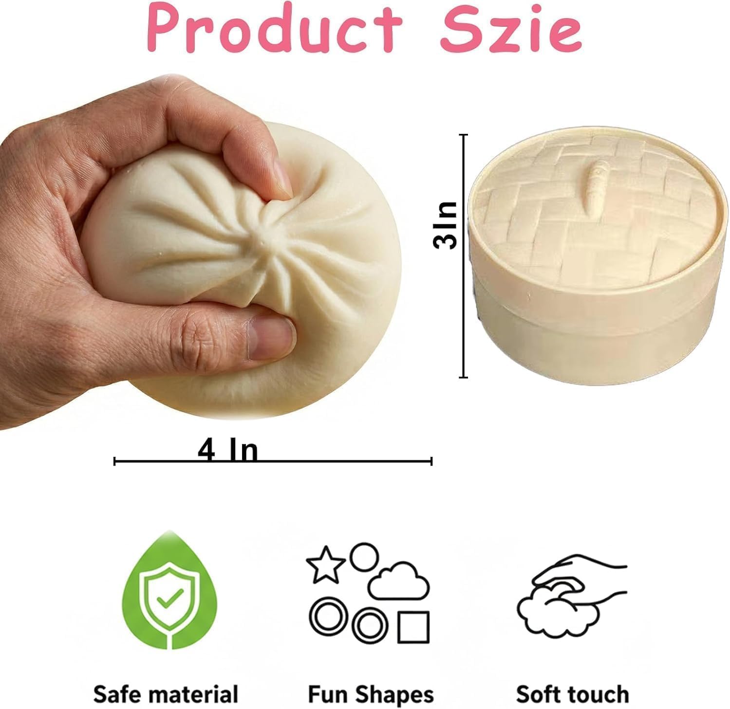 Dumpling Squishy Mystery Box, Mystery Glitter Jumbo Rainbow, 4 Inch Stress Ball, Sensory Fidget Toy, Easter Basket Stuffers(Purple)