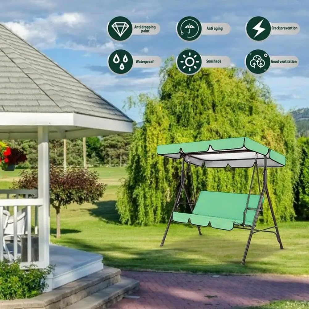 Ersatz-Schaukelsitzbezug, wasserdichtes Ersatz-Set für Gartenschaukelstuhl, 3-Sitzbezüge mit Schaukelüberdachung, ohne Halterung (grün, 164 x 114 x 15 cm)