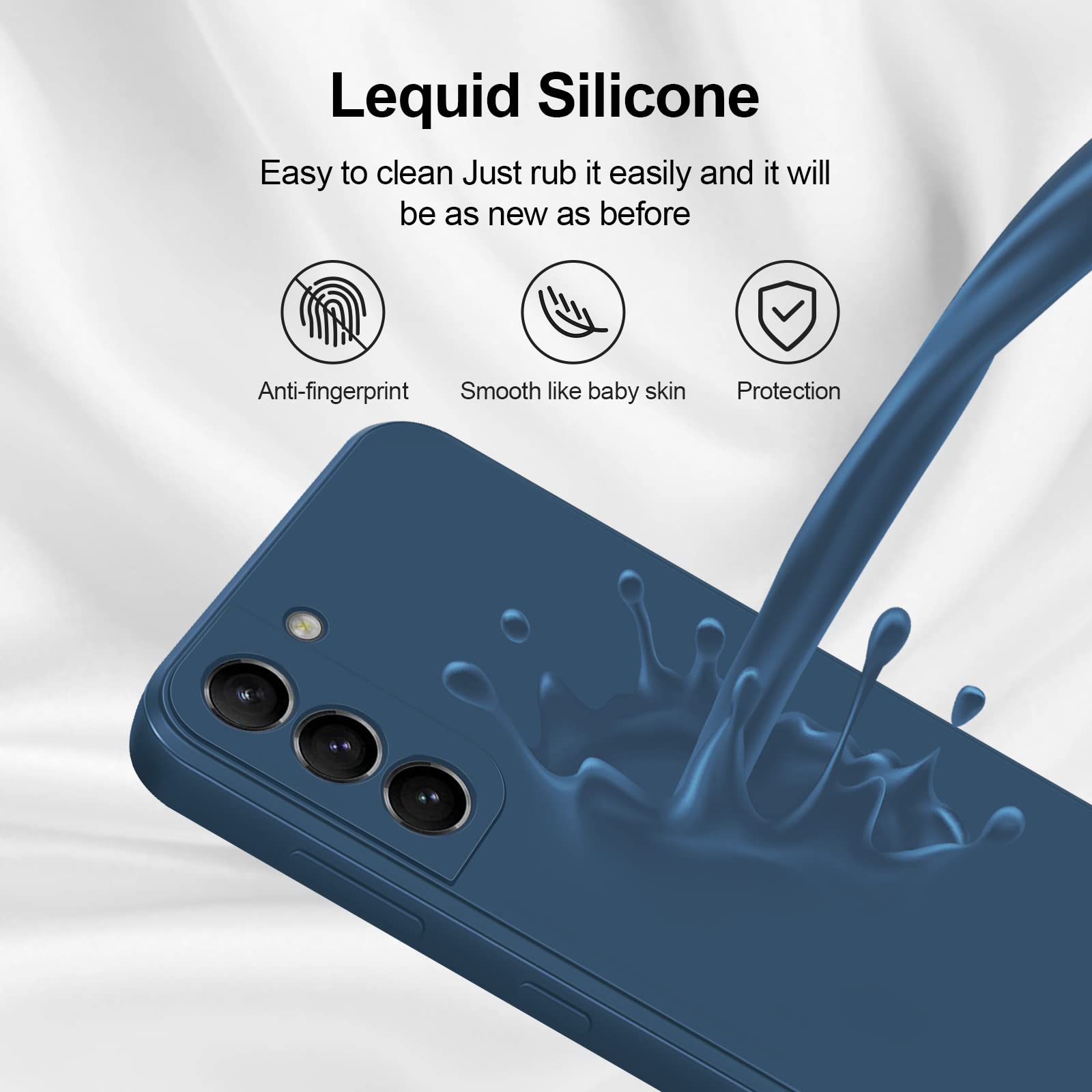 GiiYoon Case Compatible with Samsung Galaxy S21, Silky-Soft Touch Full-Body Protective Phone Silicone Case, Shockproof Cover with Microfiber Lining, Blue — view 4
