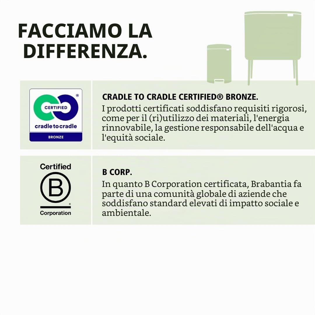 Brabantia Bo Touch Bin Pattumiera, Metallo, Bianco, 2 x 30 Litri