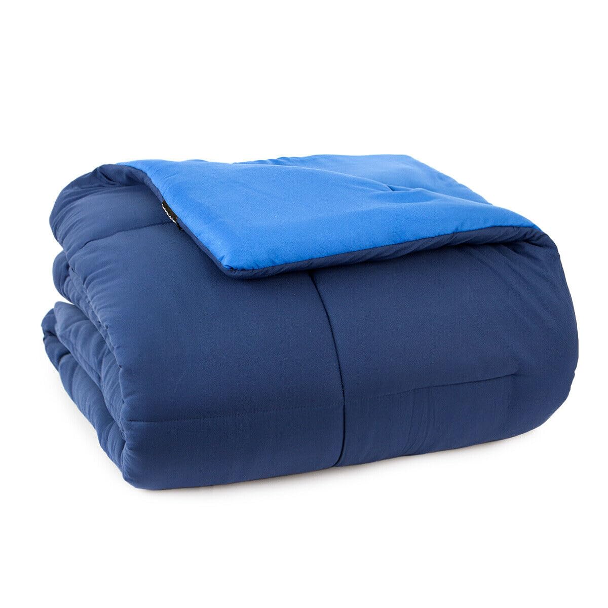 Morbidissimi Trapunta Piumone invernale, Bicolore, Double face, Calda e Anallergica, Super Soft, in Microfibra manopesca, Imbottitura 300 gr/mq J928 Una piazza e mezza BLU NAVY-BLU ROYAL
