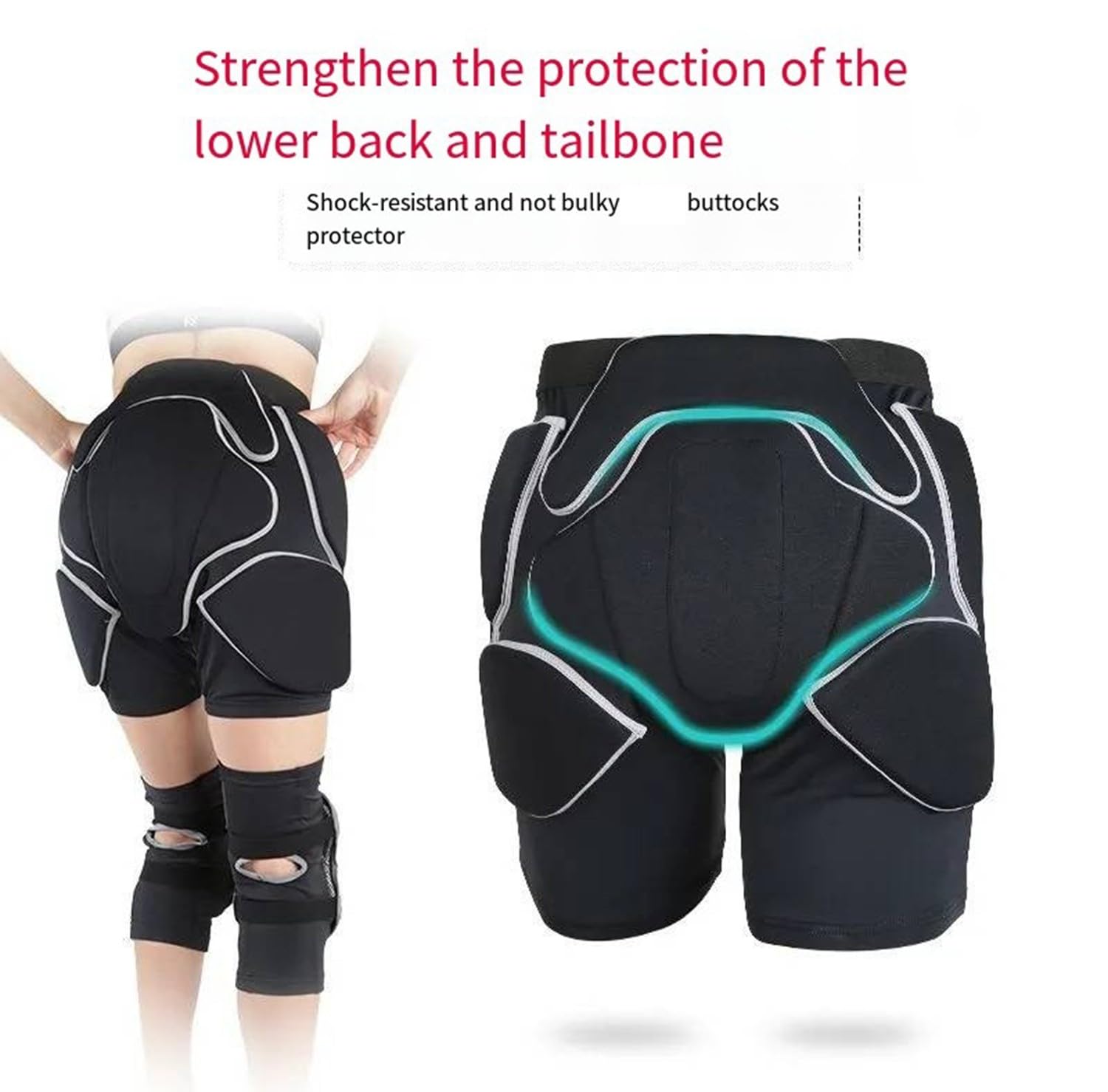 Pantaloncini con Protezione 3D per Anziani per L'anca, Pantaloncini Antiurto, Protezione Anticaduta per Persone con Mobilità Ridotta, Protezione per L'anca E Il Coccige L(Waist 81-86CM)