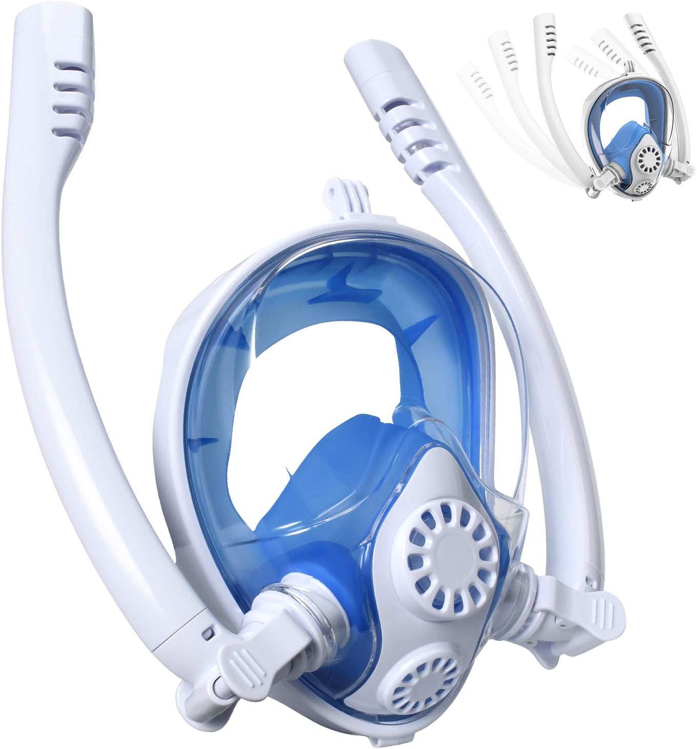 Snorkel Mask Full Face, Safe K2 Breathing System Full Face Snorkeling Mask for Natural Breath & Safe Snorkeling Anti Leak Anti Fog Diving Mask Dry Snorkel Set for Kids Adult