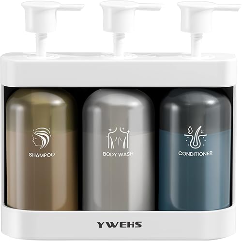 Miniatura 10 de Dispensador de champú y acondicionador, dispensador de jabón de ducha, 3 cámaras, sin taladro, dispensador de champú para ducha montado en la pared,