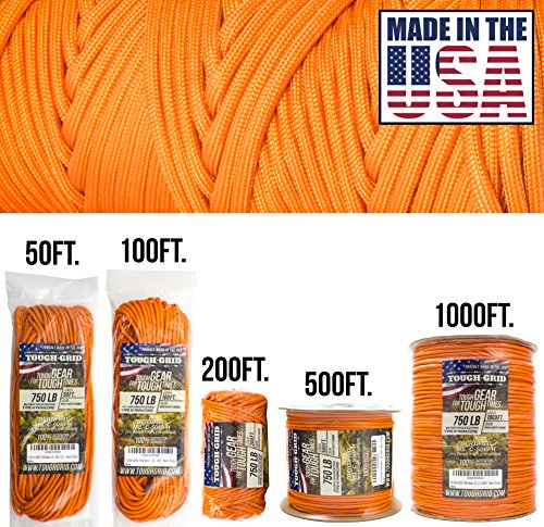 image for TOUGH-GRID 750lb Neon Green Paracord/Parachute Cord - 100% Nylon Mil-S