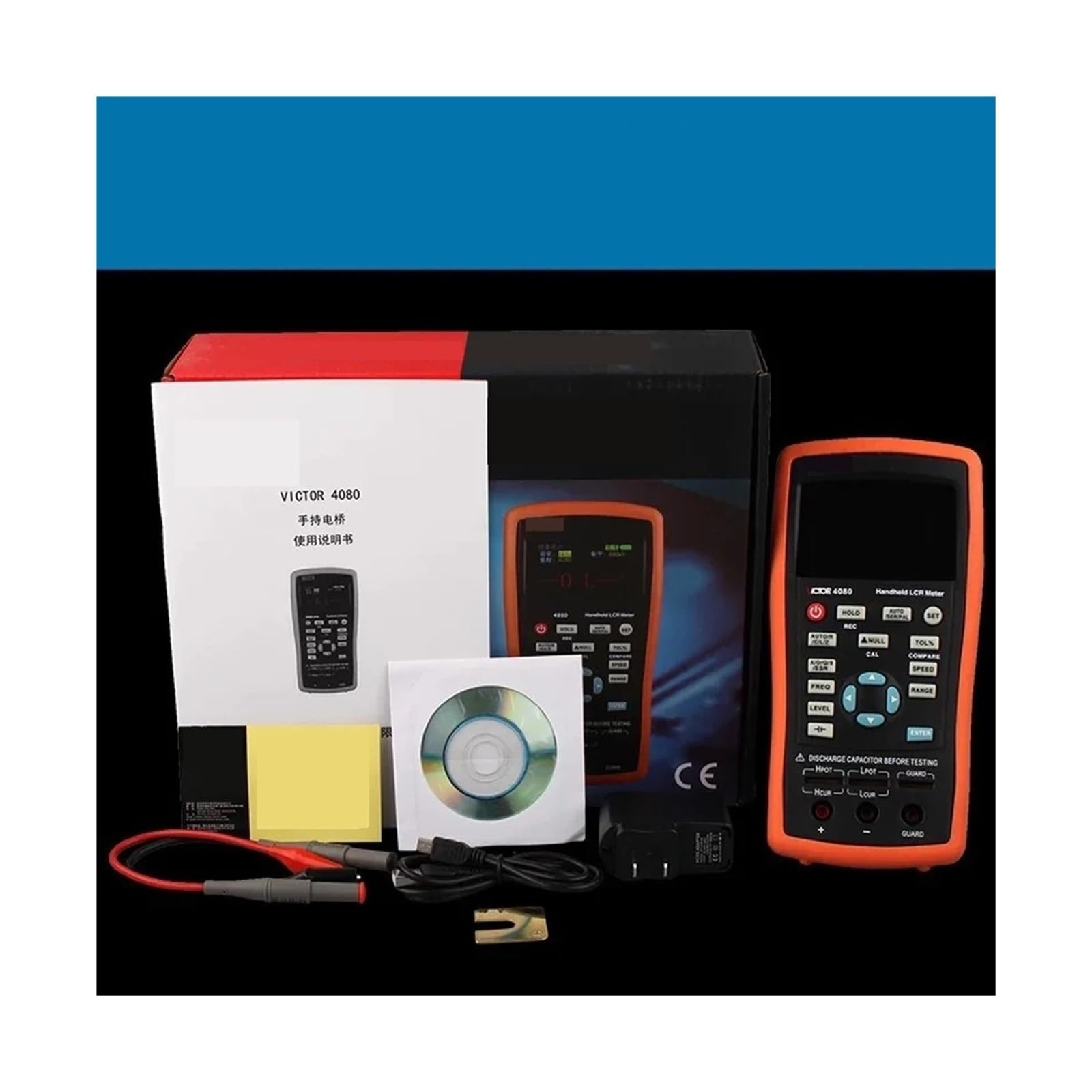 LCR Messgerät, Handheld LCR Digital Bridge Tester Hochpräzises Widerstands-, Kapazitäts- und Induktivitätsmessgerät(VC4080)