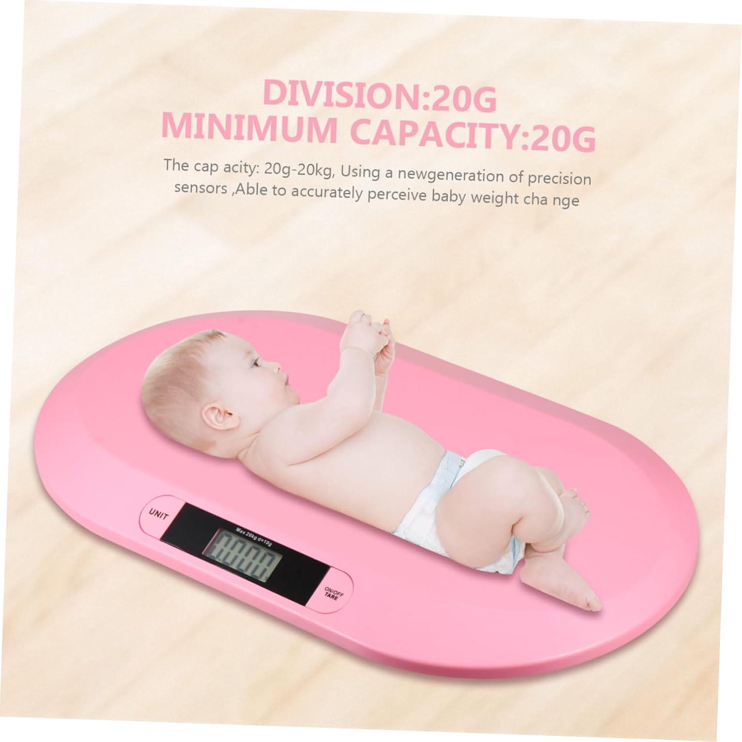 20kg Digital Scale for Toddlers and Pets Accurate Weight Measurement up to Read LCD Display Compact Design for Home Use Pink Batteries Not Included